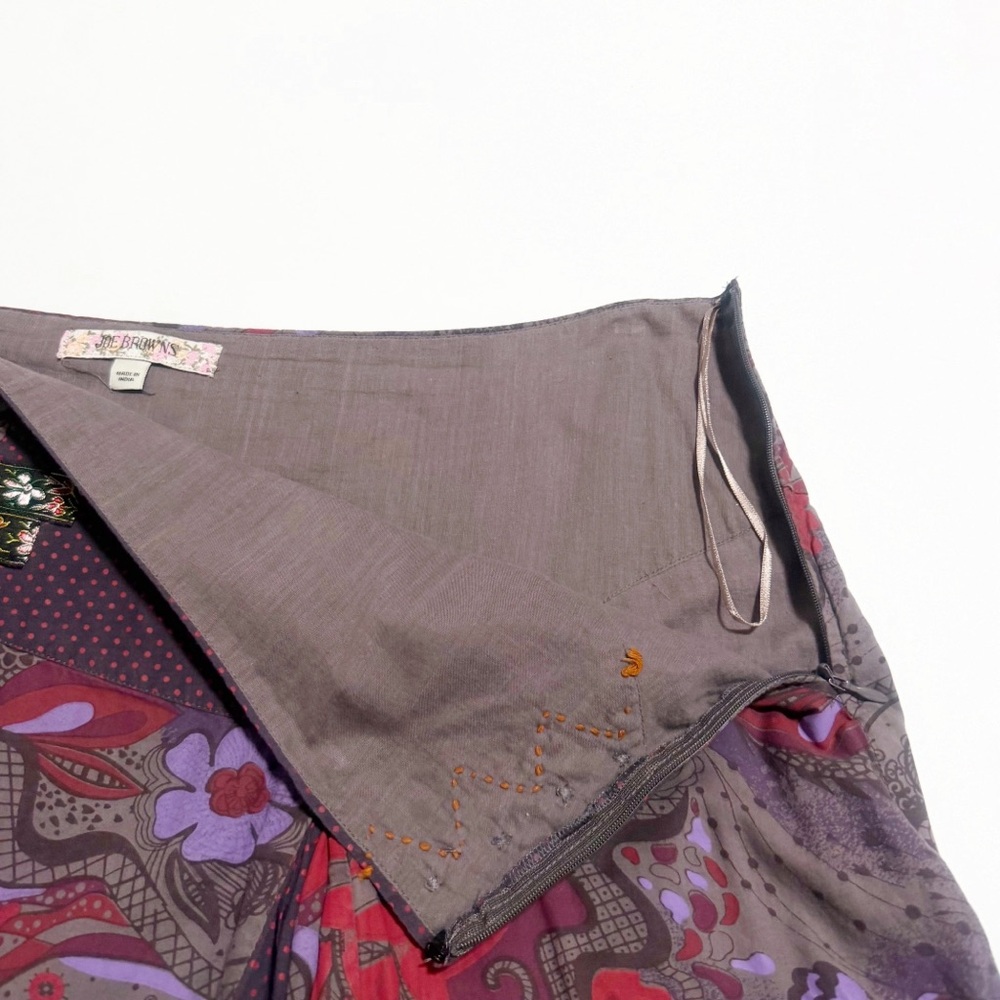 Joe Browns Mixed Floral Patchwork Pleated Asymmetric Hem Skirt - Picture 6 of 9
